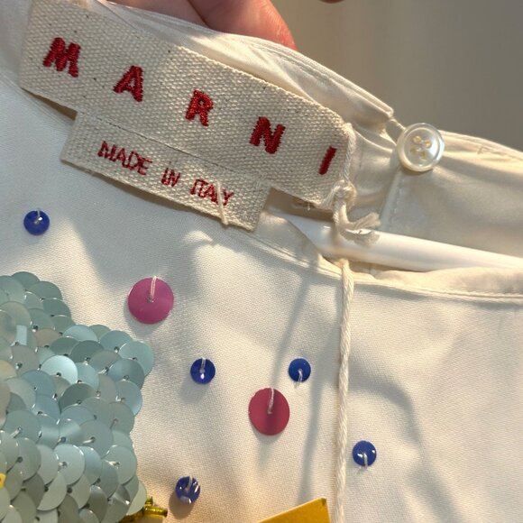 MARNI $1495 Sequin-embroidered Blouse STRETCH VISCOSE CADY Size 40 US 4 - Picture 6 of 16